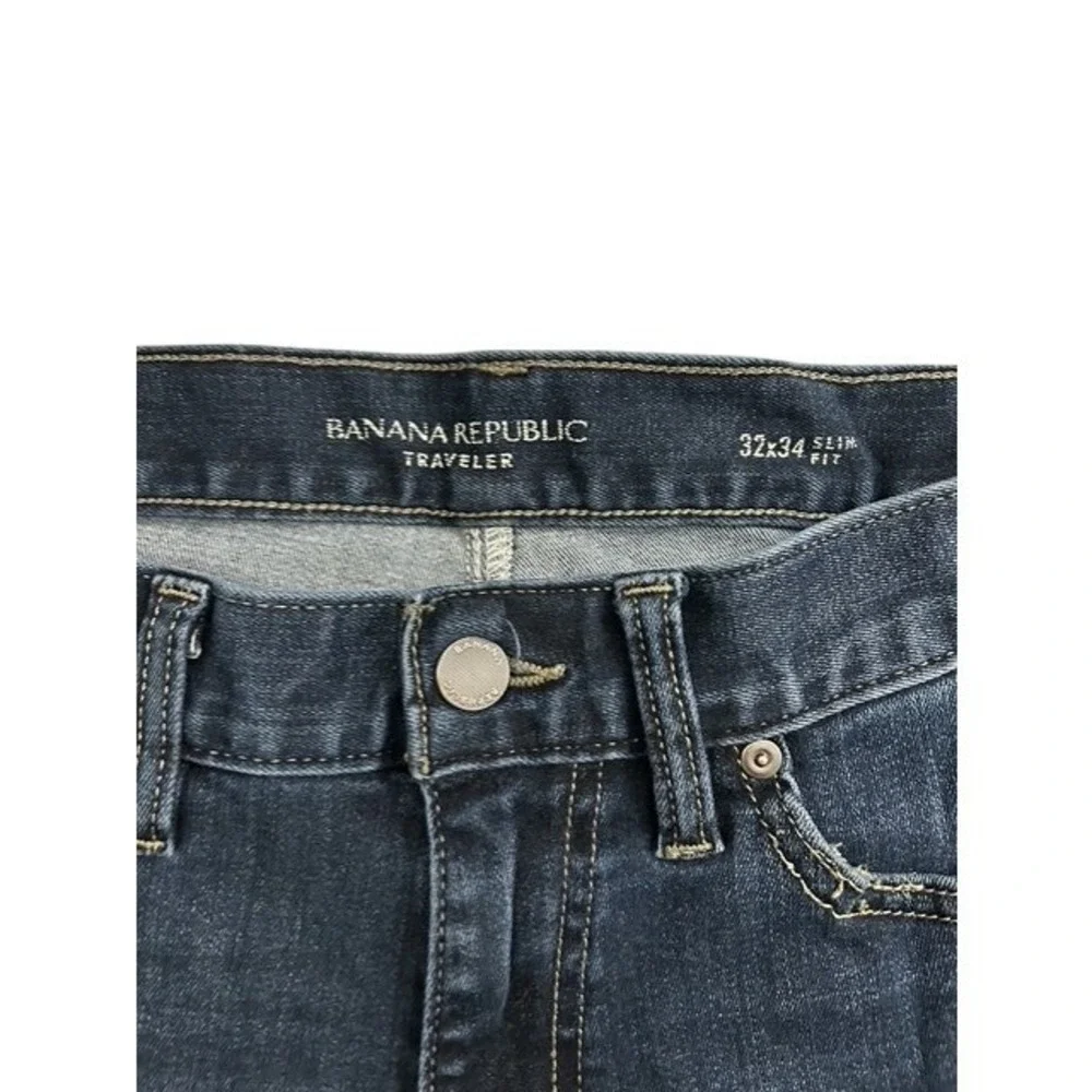 Banana Republic Traveler Shorts Mens 32 Dark Blue Excellent Slim‎ Fit Cut Off